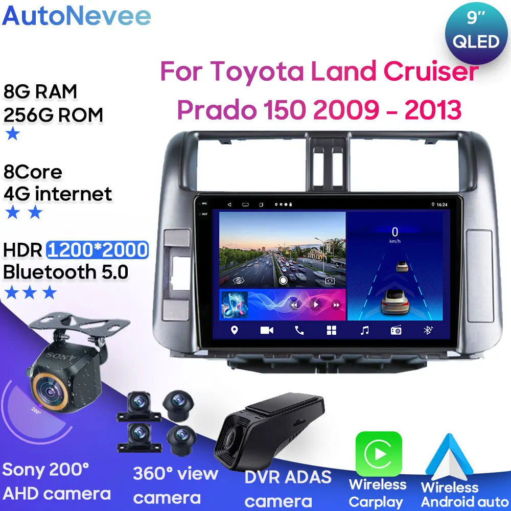 

Автомагнитола для Toyota Land Cruiser Prado 150 2009-2013, мультимедийный проигрыватель на Android с GPS-навигацией