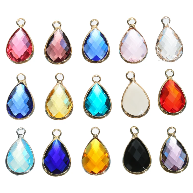 

15pcs/lot Mixed Color Water Drop Crystal Faceted Glass Charms Pendants DIY Necklace Earrings for Jewelry Making Accessories