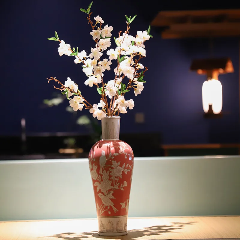 

New Chinese style ceramic vase, high-end blue and white porcelain vase, home entrance decoration handicraft