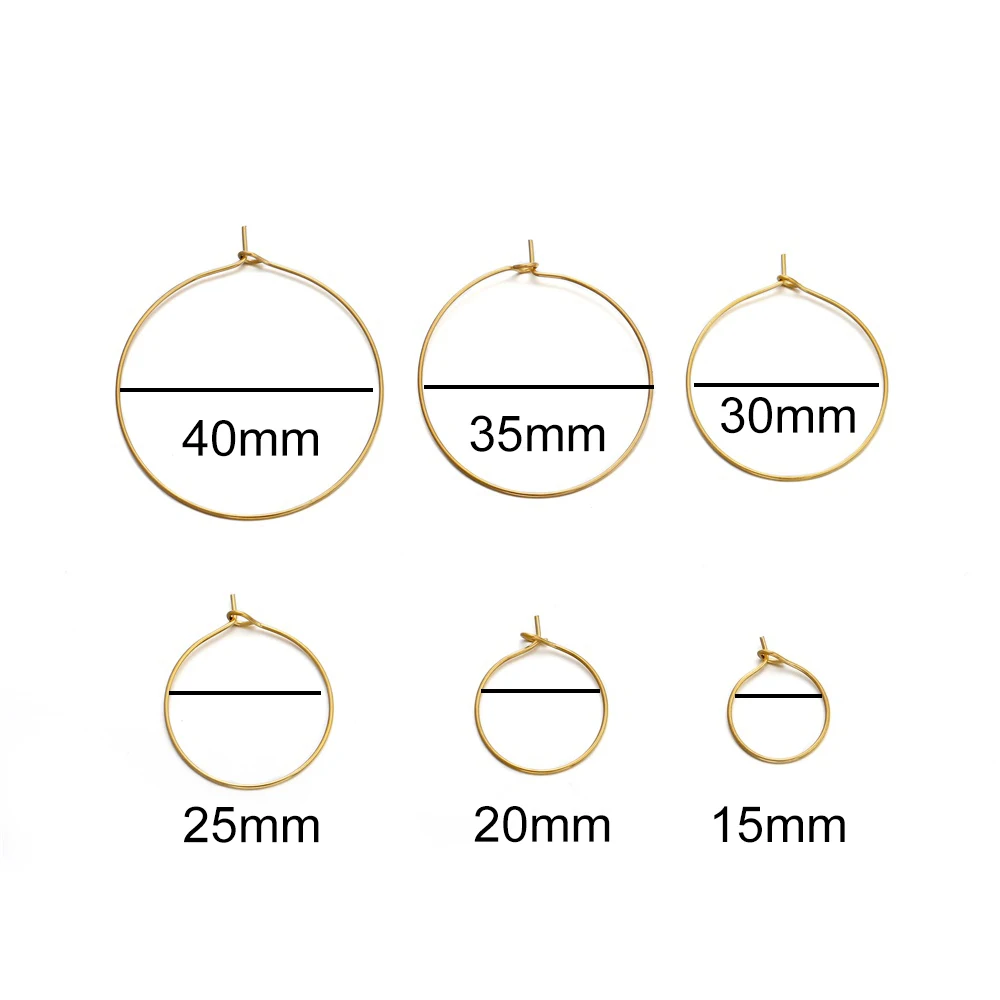 Gold Stainless Steel Large Circle Hoop Earrings - Premium DIY Jewelry Making Supplies (20 Pieces)