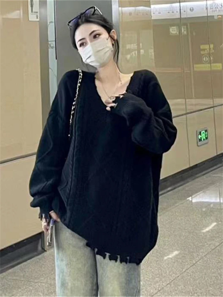 

Sweater Women Winter Pullover Girls Sweater Oversize Knitting Tops Vintage Long Sleeve Fall Female Knitted Outerwear Warm Pull