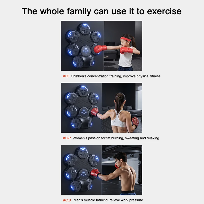 2025 New Music Boxing Machine Bluetooth Adult Electronic Wall Target HookPunch Equipment Target Wall Mounted Gym Home Equipment 5