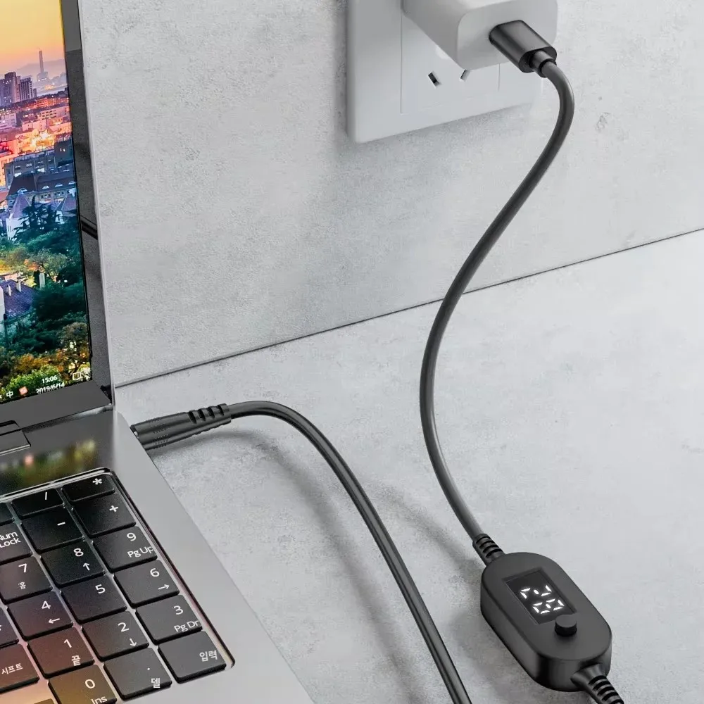 140W USB-C - 55*25 DC 전원 케이블, 노트북, 라우터, LED 조명용 조절 가능 전압 5V-28V 충전 어댑터