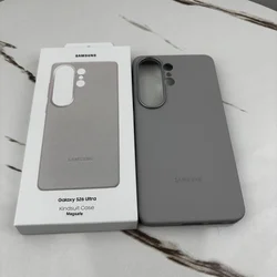 Leather Magnetic Phone Case Cover - Soft Internal Luxury Back Protective Shell for S26 Plus (Light Grey)