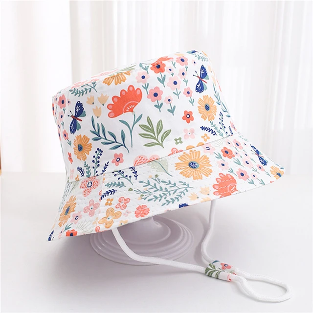3-6 Years New Kids Summer Hat Animal Car Picture Cotton Linen Bucket Hat for Girls Boys Panama Fold