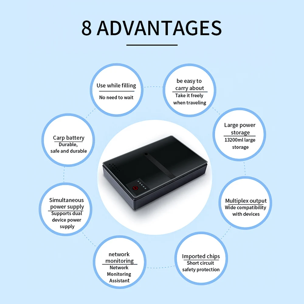 DC Power Adapter Uninterruptible Power Supply 10400mAh 5V 9V 12V UPS Router Optical Cat Built-in Adapter Backup Supply EU