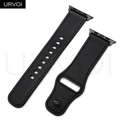 URVOI Black Titanium Fine Leather Strap - Stylish and Durable Wristband - S10 - 46mm 44 45 49mm (Black BLK)