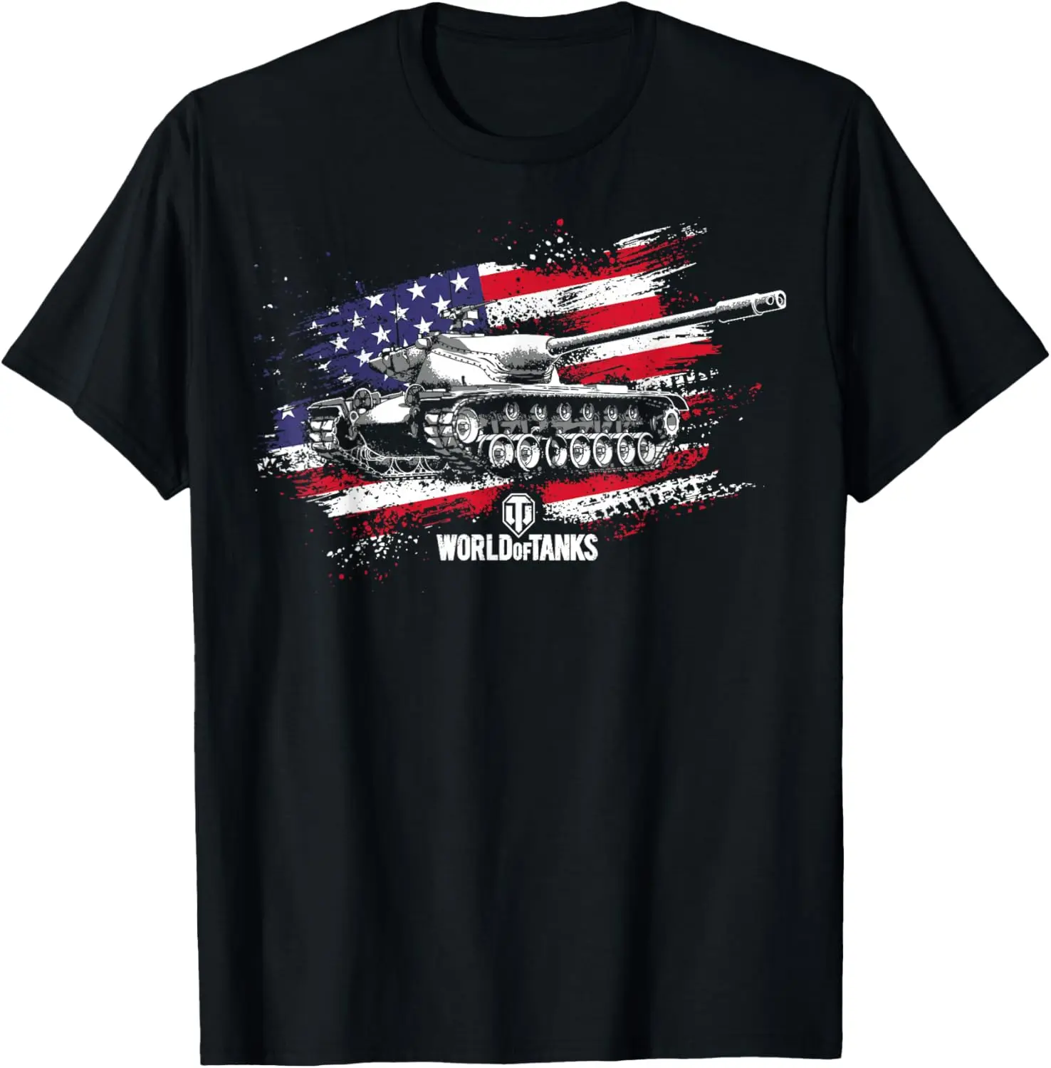 USA Flag T-57 Heavy Tank T-Shirt 100% Cotton O-Neck Short Sleeve Summer Casual Mens T-shirt Streetwear 1