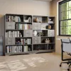 Bookshelf with Storage 3 Bins,70" Tall Bookcase,Arched 5-Tier Open Bookshelves and Bookcases,Farmhouse Wooden Billy Bookcase Dis 4