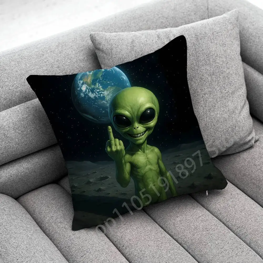 Lustiger Weltraum-UFO-Alien-Sache-Kissenbezug für 55 x 55 cm, 30 x 30 cm, 50 x 50 cm, 45 x 45 cm, 40 x 40 cm, quadratischer Stuhl-Kissenbezug – Detail 18