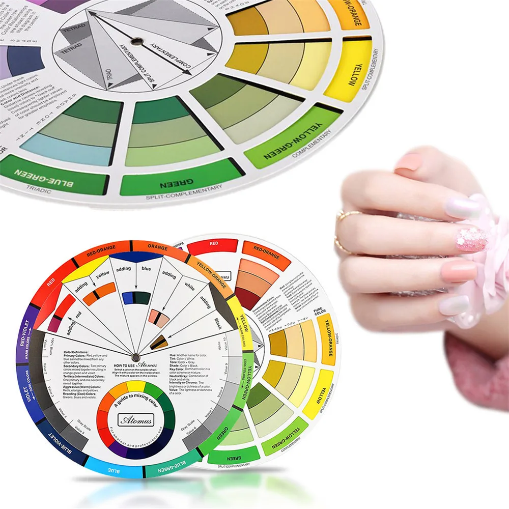 12/18 Colors Tattoo Colors Wheel Pigment Paper Card Supplies Three-tier Mix Guide Central Circle Rotate Tattoo Accessories