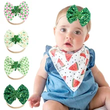 

Baby Nylon Headband For Baby Girls Bowknot Hairband Handmade Elastic Soft Hairband Baby Accessories St Patrick Day Kids Headwear