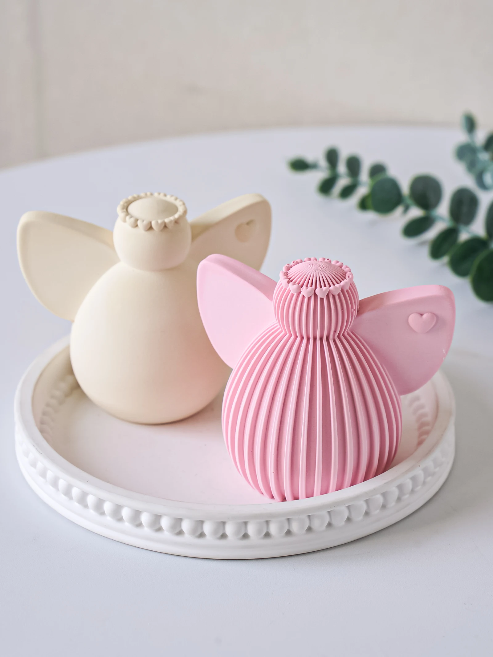 귀여운 천사 실리콘 몰드 DIY 크리스마스 화환을 쓴 천사 양초 비누 몰드 레진 석고 공예 몰드 홈 데코 크리스마스 선물