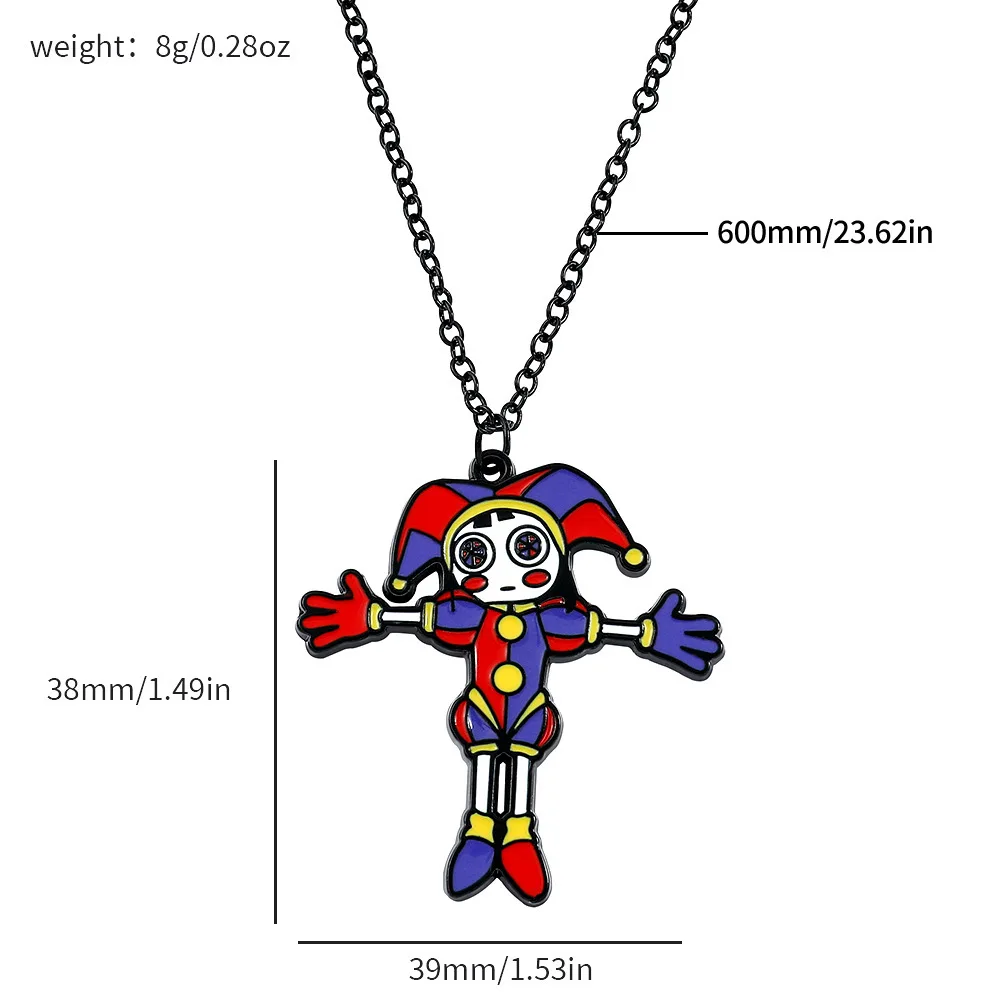 Amazing Digital Circus Cartoon Pendant Necklace: Creative Alloy Fashion Jewelry with Enamel Detailing