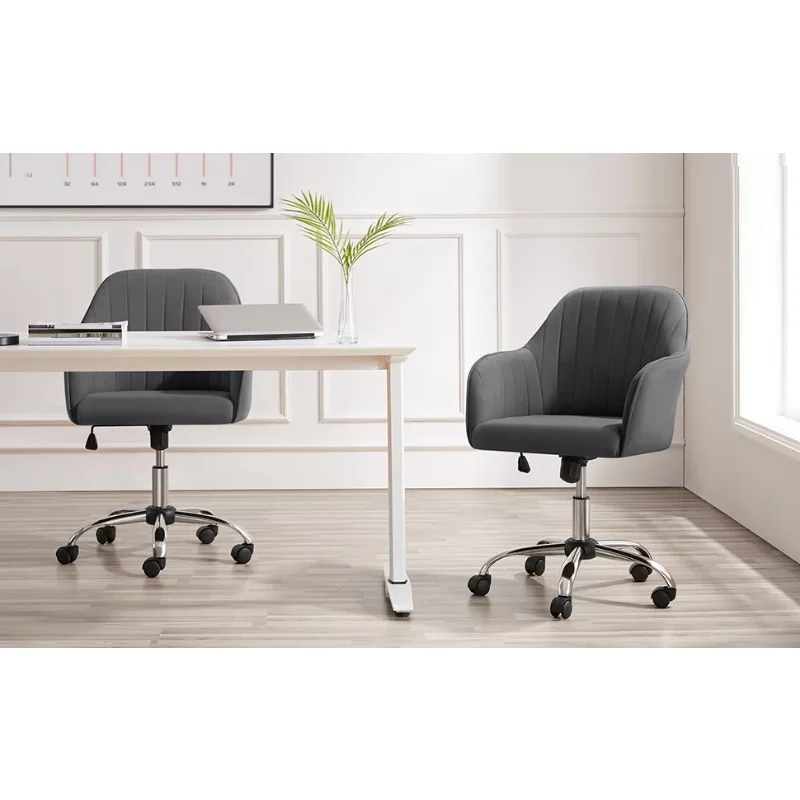 

Alden Designs Velvet Mid-Back Task Chair with Armrests, Grayoffice furniture office chairs