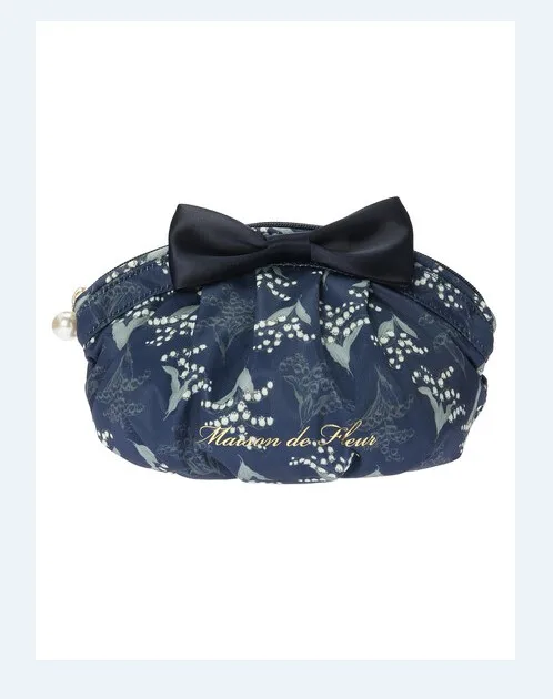 New Japanese Fashion Flower Printed Handbag Pleated Handle Shoulder Bags Women Girls Sweet Shell Cosmetic Bag Clutch