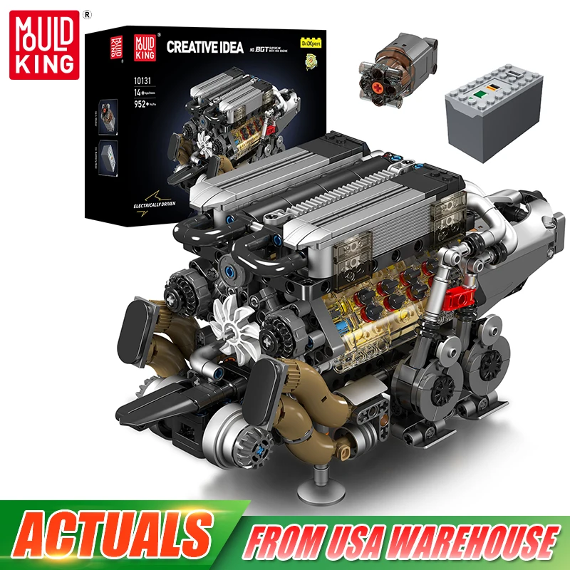 Mould King 10131 Technical Car Engine Toys The Motorized BGT Supercar With W16 Engine Building Block Brick Kids Christmas Gift