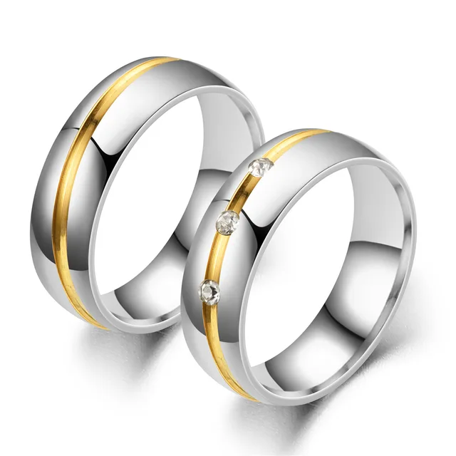 Bagues de Couple en acier inoxydable pour hommes et femmes, incrustation de strass, zircone, bijoux de fête de mariage, cadeaux de saint valentin