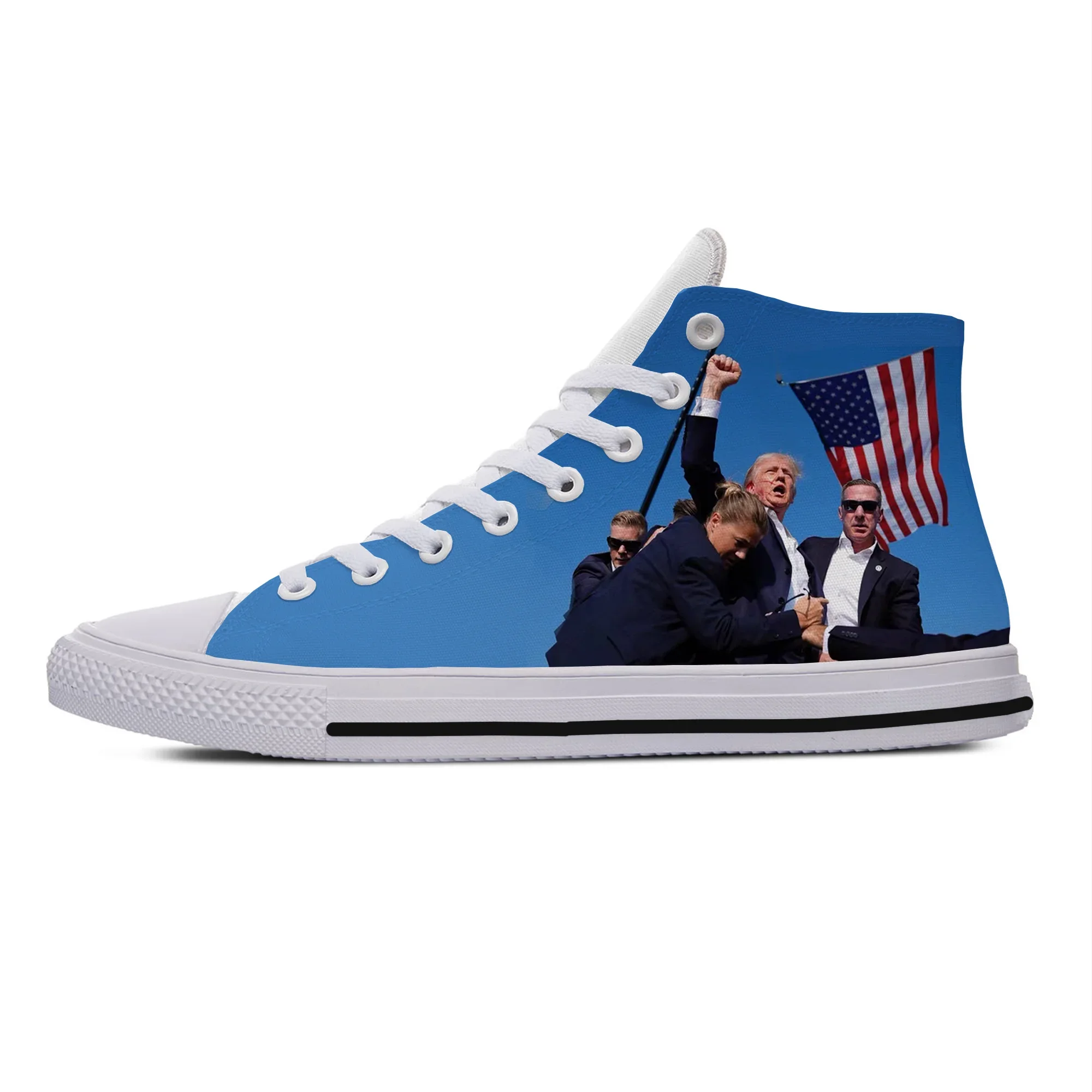 Funny Trump Funny Politcal shoes Trump MORE JOBS Casual Cloth Shoes High Top Lightweight Breathable Custom Men Women Sneakers 2
