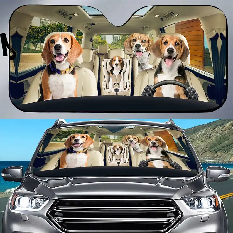 

Beagle Sunshade Dog, Car Sunshade Window, Dog Mom Dog Dad Gift, Auto Sunshade For Windshield Premium Car Sunshade