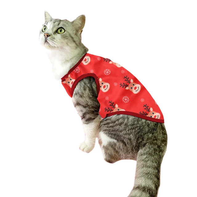 Christmas Cat Clothes Cotton Pet Vest For Small Dogs Cats T-shirt Apparel Puppy Kitten Costume French Bulldog Outfits Party Gift 4