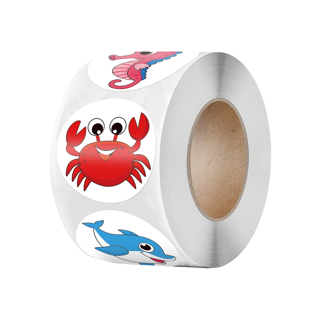 Cartoon stickers Animal stickers Cartoon sticker 50-500pcs Cartoon Animals Stickers For Kids Gift Toys 1inch 8 Designs Marine Life Starfish Turtle Reward