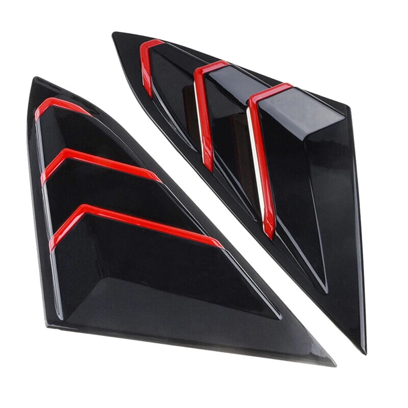 

For Honda Civic 2016-2021 Sedan Rear Side Vent Quarter Window Louver Cover Triangular Window Trim Gloss Black Red