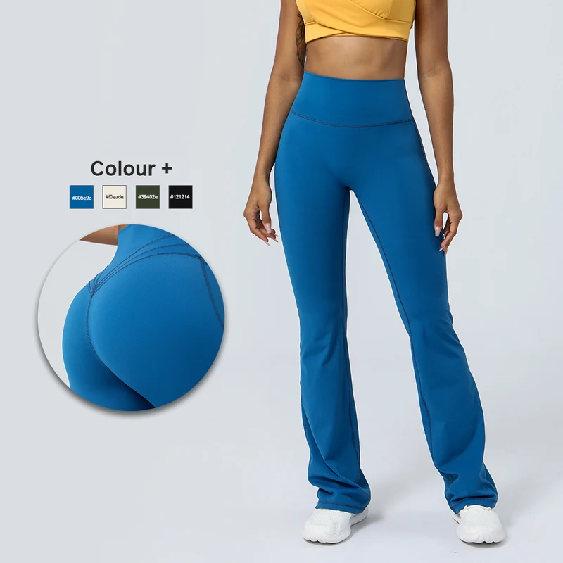 Women Yoga Flare Leggings High Waist Dance Pilates Fitness Gym Buttock Lifting Workout Wide-Leg Pants Outdoor Train Sport Tights