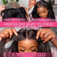 Perruque Lace Closure HD 5x5, Cheveux Humains Body Wave, Sans Colle, Lace Front, Noire, Densité 250%, Prête à Porter pour Femmes 5