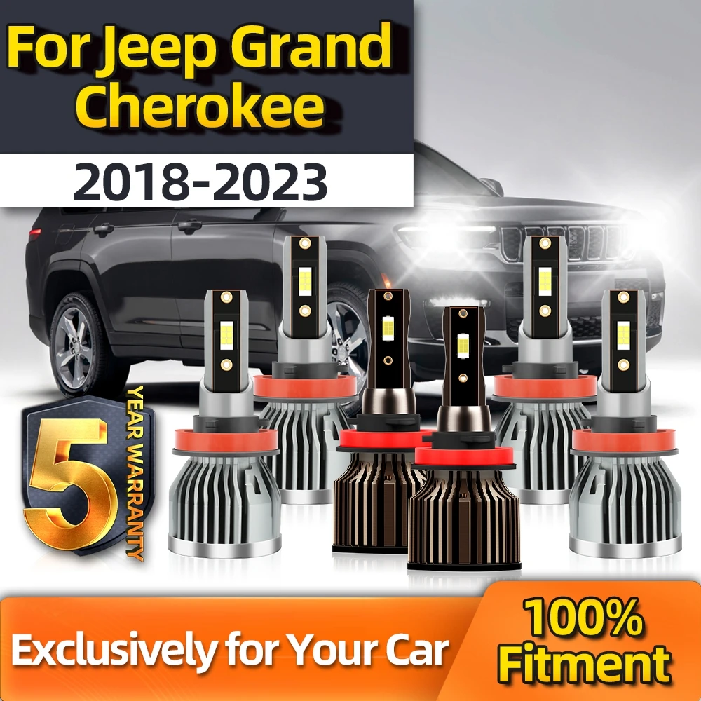 

Crossfox 6x Combo LED 20000LM 6500K 200M H11 H11 H11 High Low Bright Light Fog Light For Jeep Grand Cherokee 2018 2019-2023