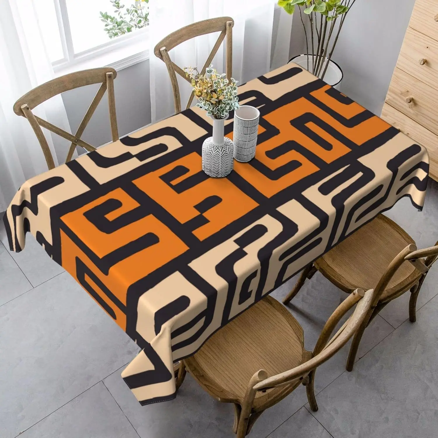 African Ethnic Style Geometric Waterproof Tablecloth Holiday Party Decor Washable Rectangle Table Cloths Home Dining Table Decor 3