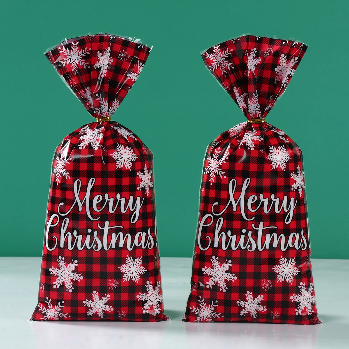 25/50/100pcs Santa Claus Snowman Candy Bags Christmas Plastic Gift Bag Merry Christmas Decorations Noel Gifts New Year gift bags christmas gift bags christmas candy packaging