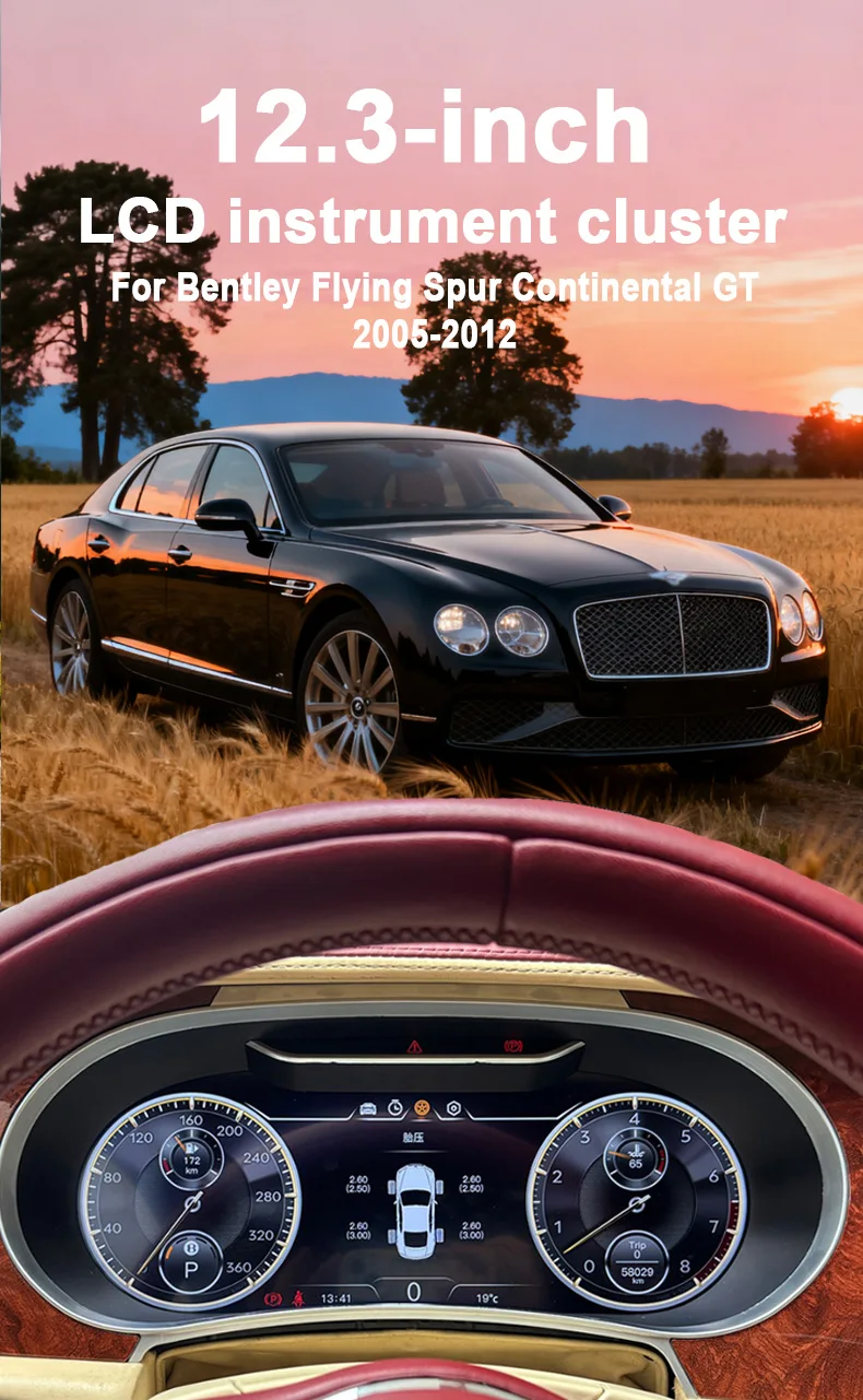Digital Instrument Cluster For Bentley Flying Spur Continental GT 2005-2012 CarP