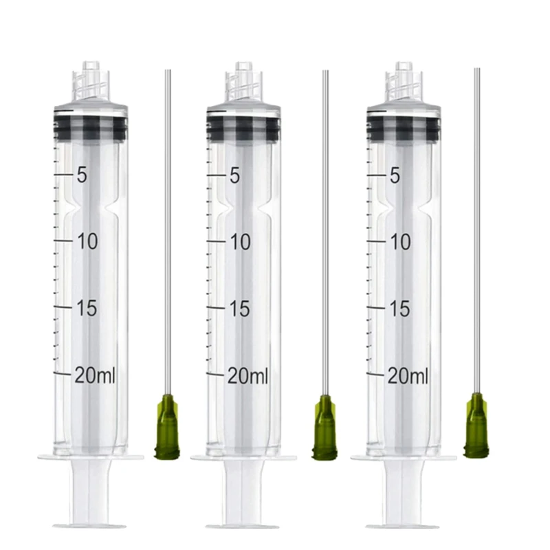 5-12pc 3-20ml Capacity Syringe Crimp Sealed with Blunt Needle Tips & Caps Transparent Syringes For Industrial Glue Oil Ink Usage