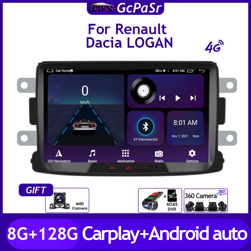 Car Radio Video Multimedia Player For Renault Dacia LOGAN sandero Duster Lodgy Lada Xray Captur Dokker Android 11 Navigation GPS |