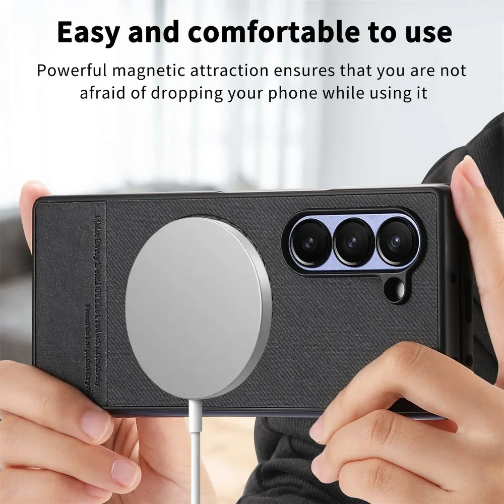 Enhanced Magnetic Oblique Cloth Texture Phone Case - Durable Hard PC Protective Cover