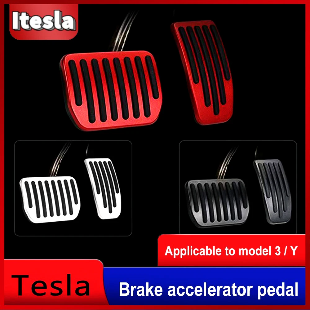 Itesla-accesorios para Tesla Model 3 Y 2023, cubiertas de almohadillas para pedales de coche, aleaciรณn de aluminio, acelerador, freno, reposapiรฉs