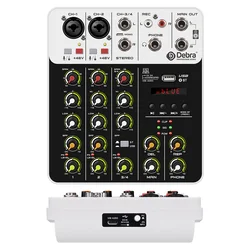 Advanced Audio Interface Mixer with Bluetooth and USB Recording, featuring 48V Phantom Power and Enhanced Sound Effects (V4 white)