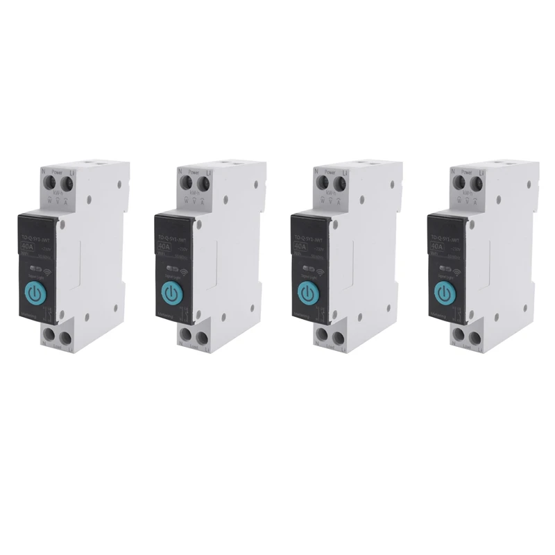 

4X 40A Tuya Single Phase Din Rail WIFI Smart Energy Meter Timer Power Consumption Monitor Kwh Wattmeter, With Metering