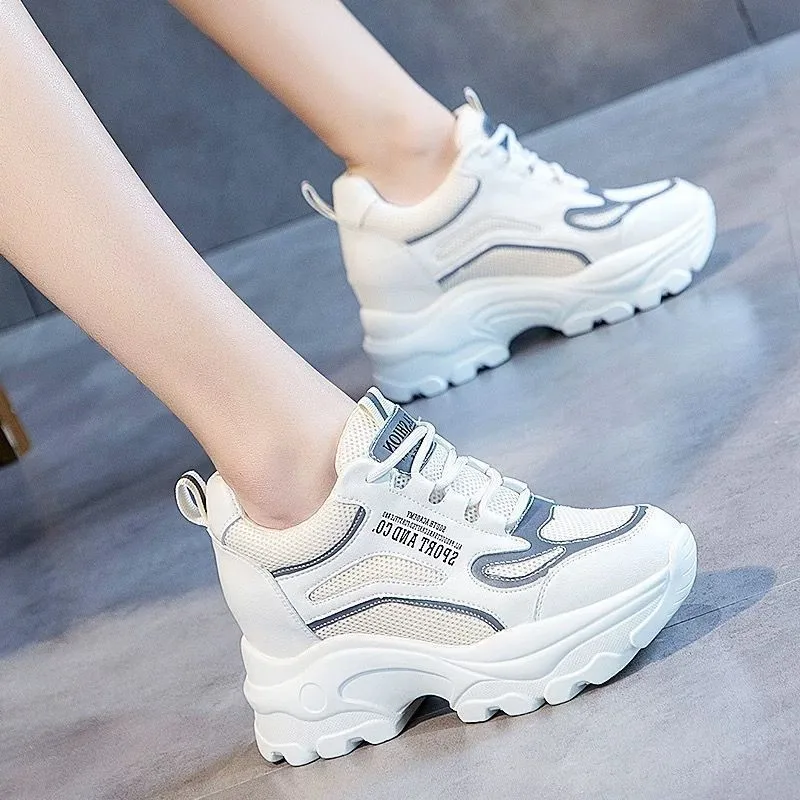Sneakers Women Height Increase Platform Running Shoes Breathable Soft Sport Wedge Footwear 6985