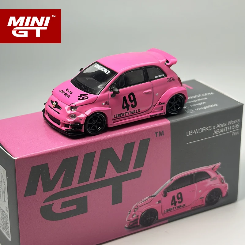 ⭐️MINI GT MINI LB-WORKS ABARTH 595 Gara MINIGT 1:64 ABARTH 595 LB-WORKS x Abas Works Pink alloy car