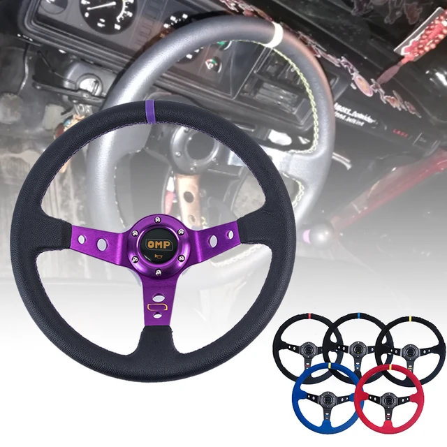 Universal Volante OMP 350MM 14' Flat Suede/ Leather Black Stitching Racing  Sport Steering Wheel - AliExpress