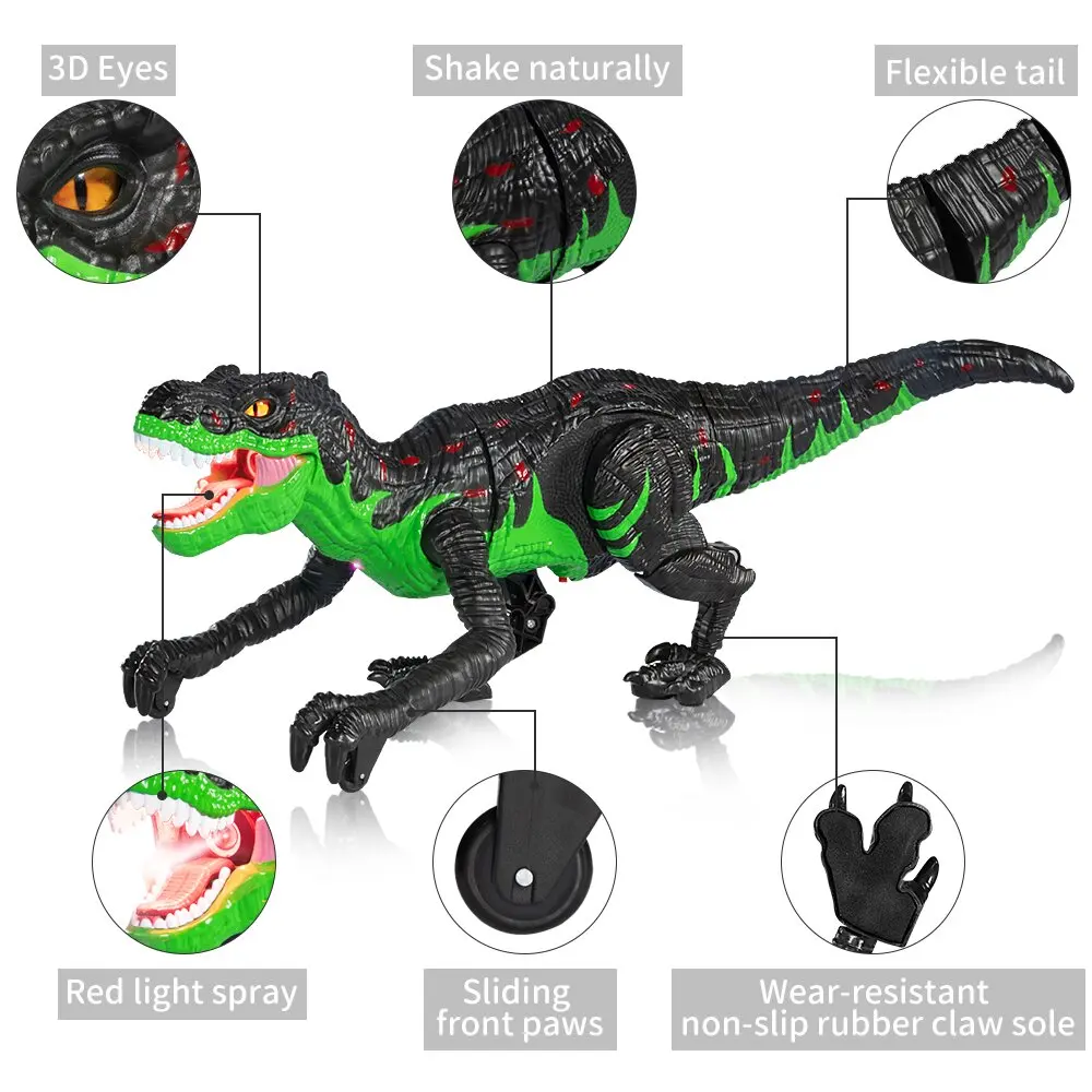 Remote Control Dinosaur Gift Toy, Electric Dinosaur, Rechargeable RC Dinosaur Robot with Simulation Fire Breathing Birthday Gift 2