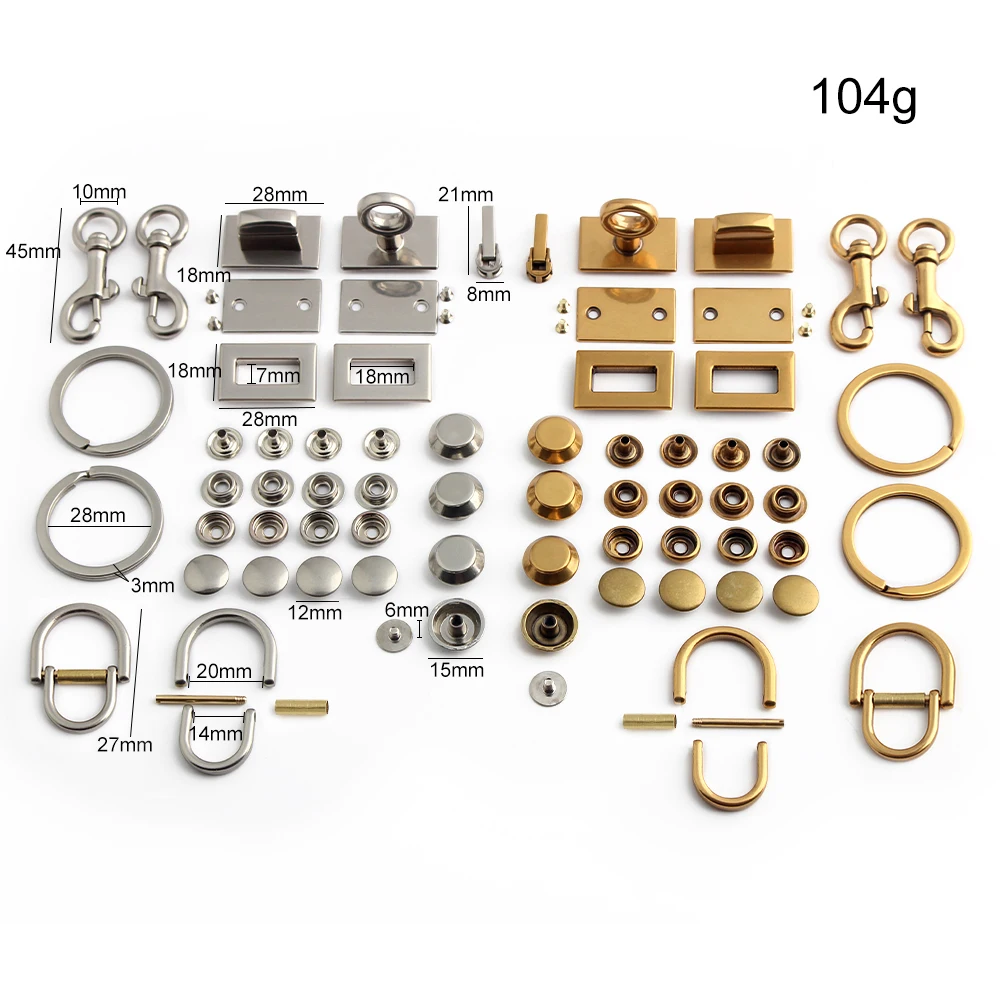 2/5/10Sets Metal Ring Trigger Snap Hook For Shoulder Handbag Strap Bags Adjust Pin Buckles Rivet Puller Slider Locks Accessories