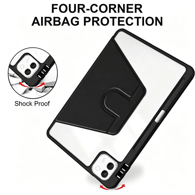 Enhanced Tablet Case with Pen Holder and 360° Rotating Acrylic Stand