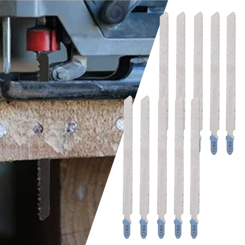 10PCS T318A HSS Jigsaw Blades Reciprocating Saw Blades Wood PVC Fibreboard Cutting 132mm Power Tool Jigsaw Saw Blade