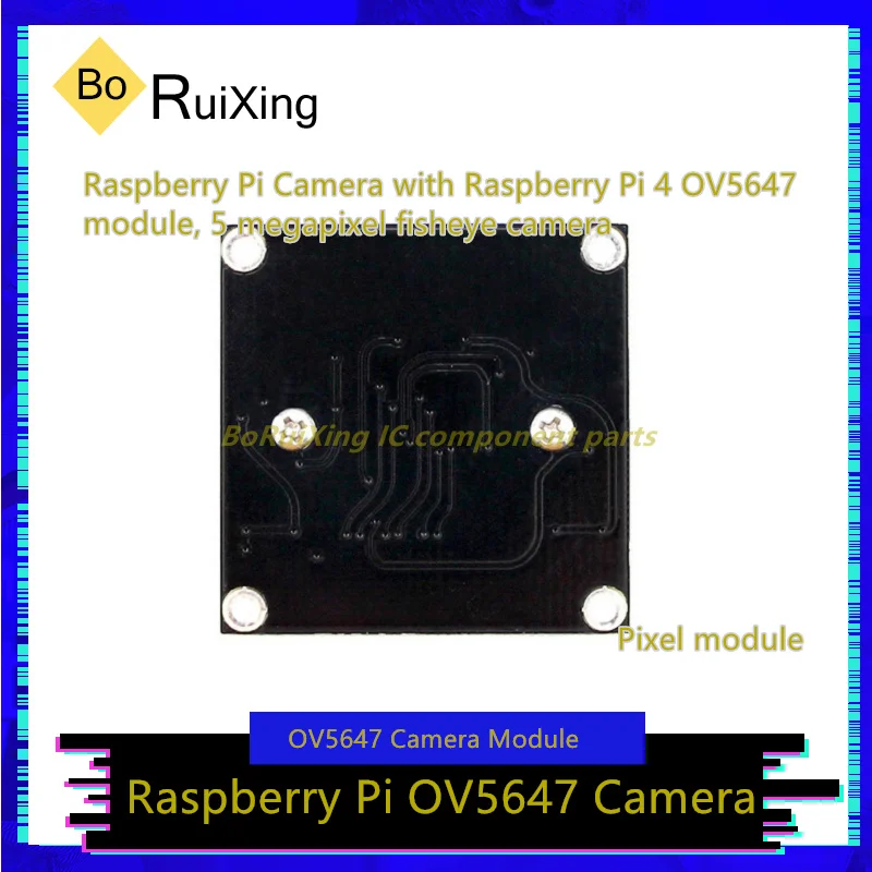 1 Pz/Lotto Rpi-Fotocamera-I Fotocamera Raspberry Pi Con Modulo Raspberry Pi 4 Ov5647, Fotocamera Fisheye Da 5 Megapixel