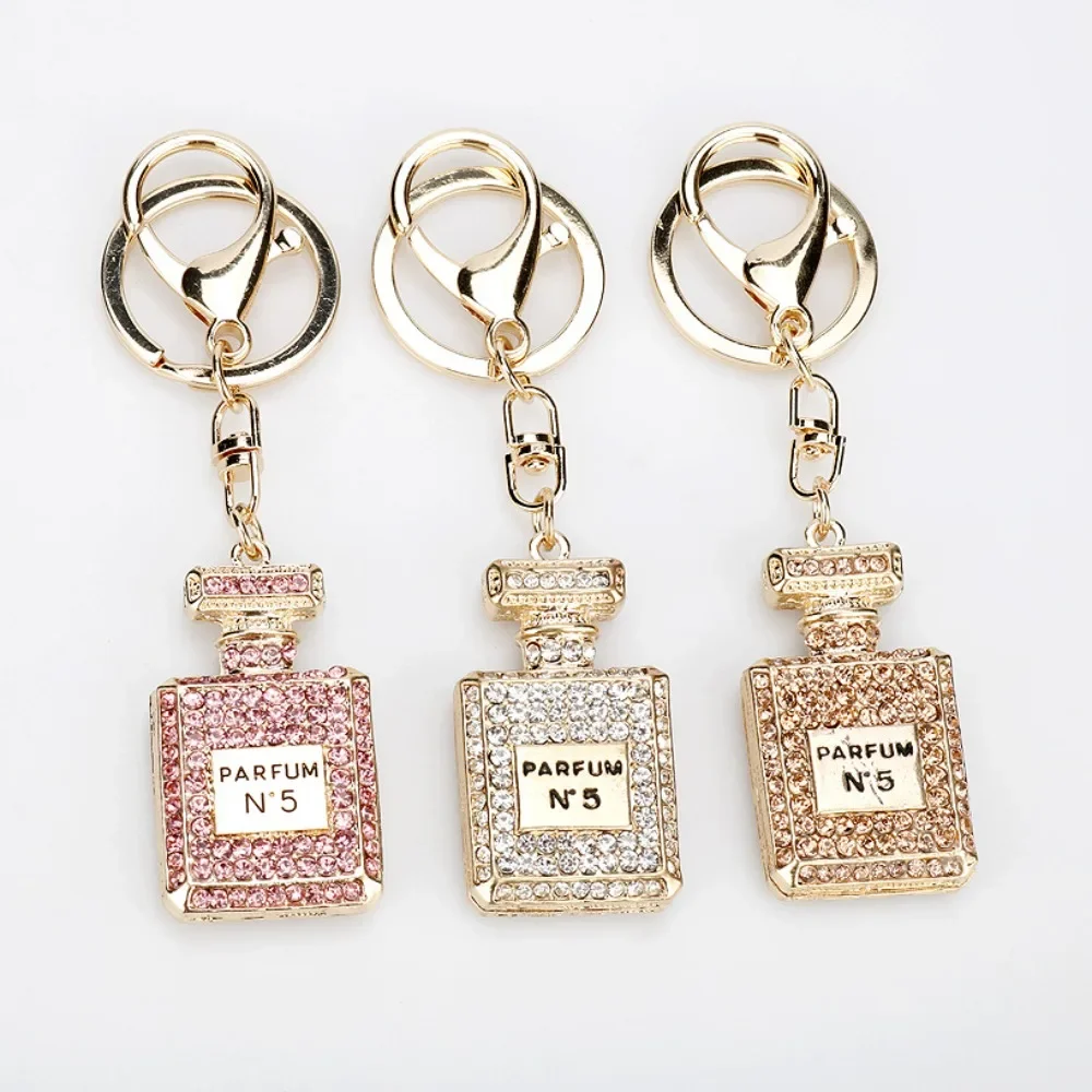 New Trendy Crystal Number 5 Parfum Bottle Key Chain Zinc Alloy Colorful  Perfume Key Holder Handbag Hat Charm Accessories - AliExpress