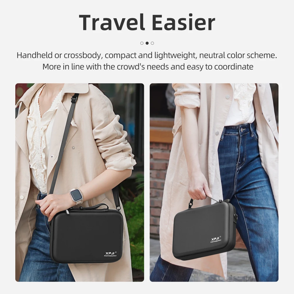 XFJI Drop-Resistant Hard Shell Handbag for Dual Lens Teleconverter Accessories
