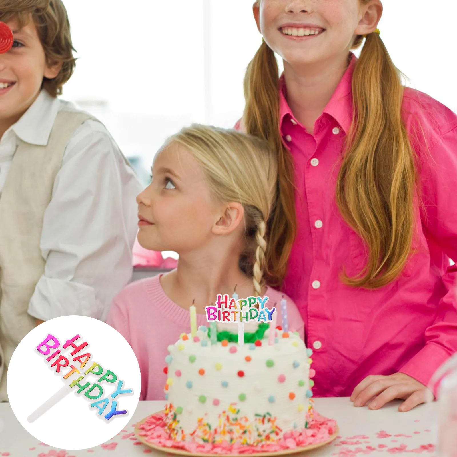 

Colourful Plastic Happy Birthday Cake Toppers Cupcake Toppers Muffin Food Fruit Picks Birthday Party Cake Decoration